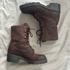 Vintage Nine West Brown Leather Combat Boots